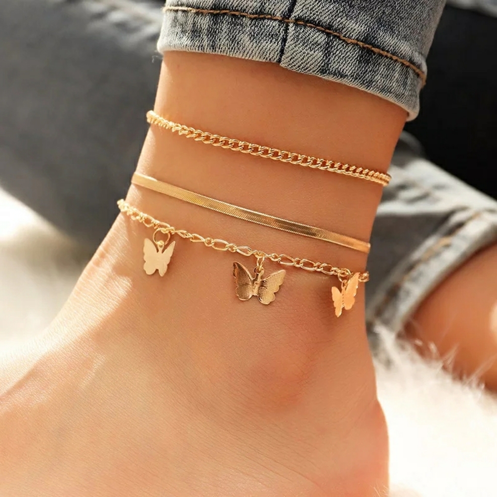 💎✨ Butterfly Anklet Set